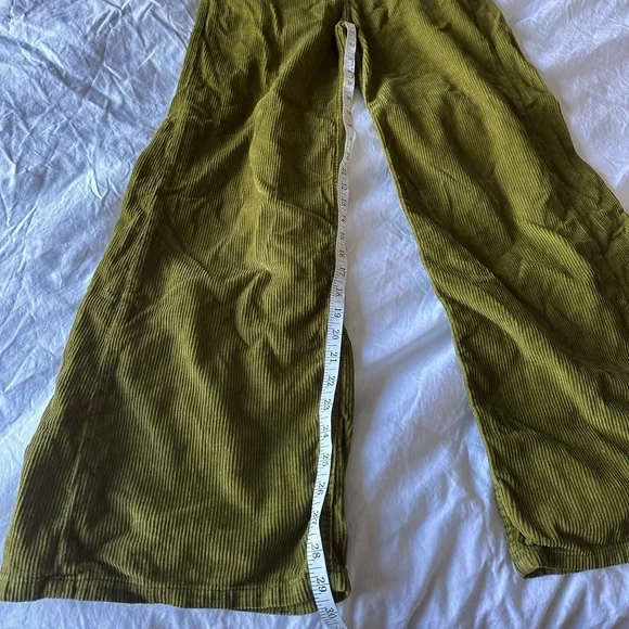Free people Olive Green Corduroy Wide-Leg Pants - Picture 2 of 6